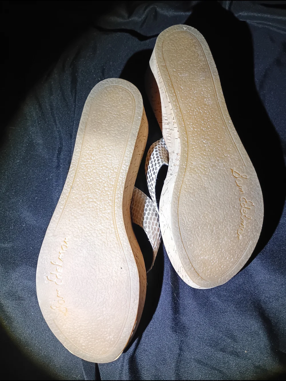 Sam Edelman Snakeskin Leather Cork Wedges